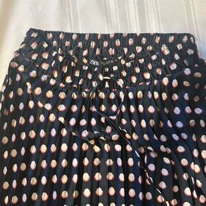 Zara Black and Pink Polka Dot Skirt
